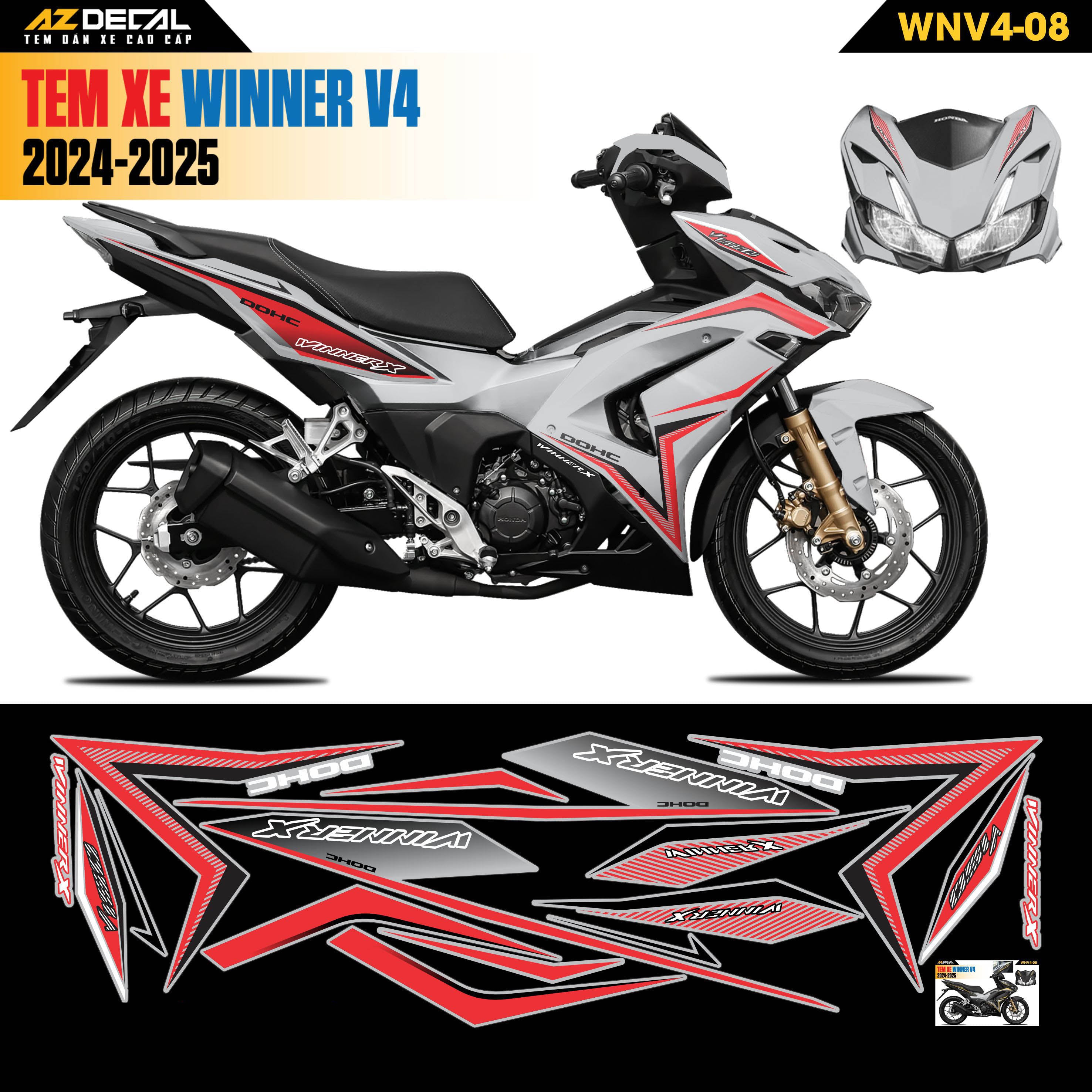 Tem Xe Winner V4 Mẫu WNV4-08 Đỏ Đen