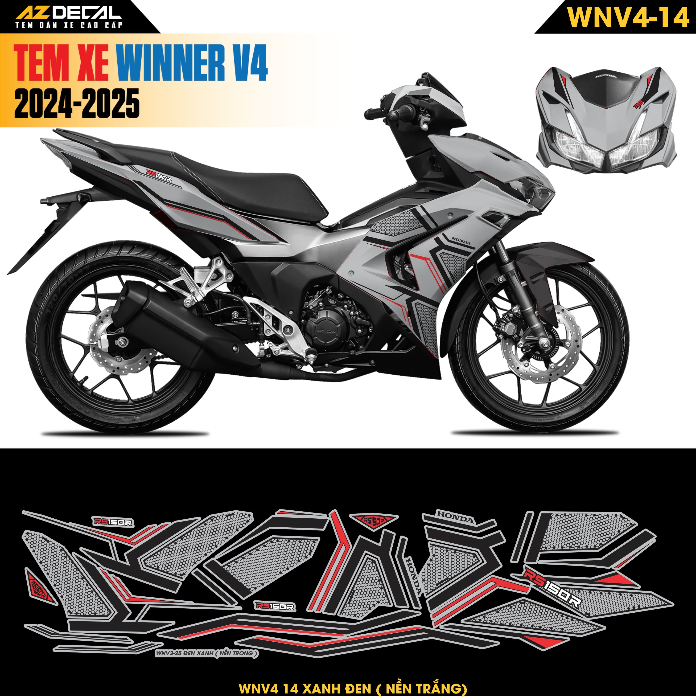 Tem Xe Winner V4 Mẫu WNV4-14 Đỏ Đen