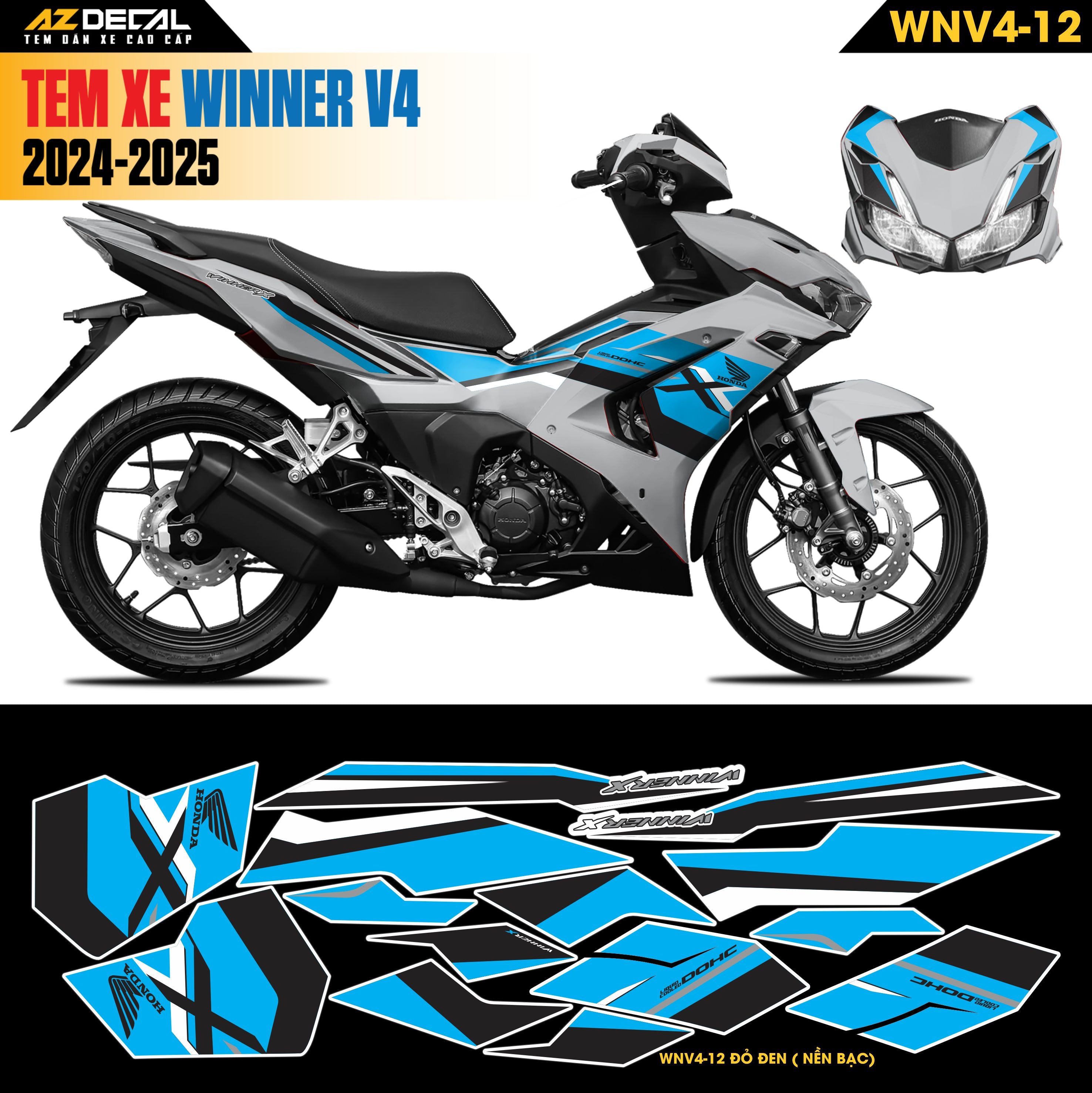 Tem Xe Winner V4 Mẫu WNV4-12 Xanh Đen