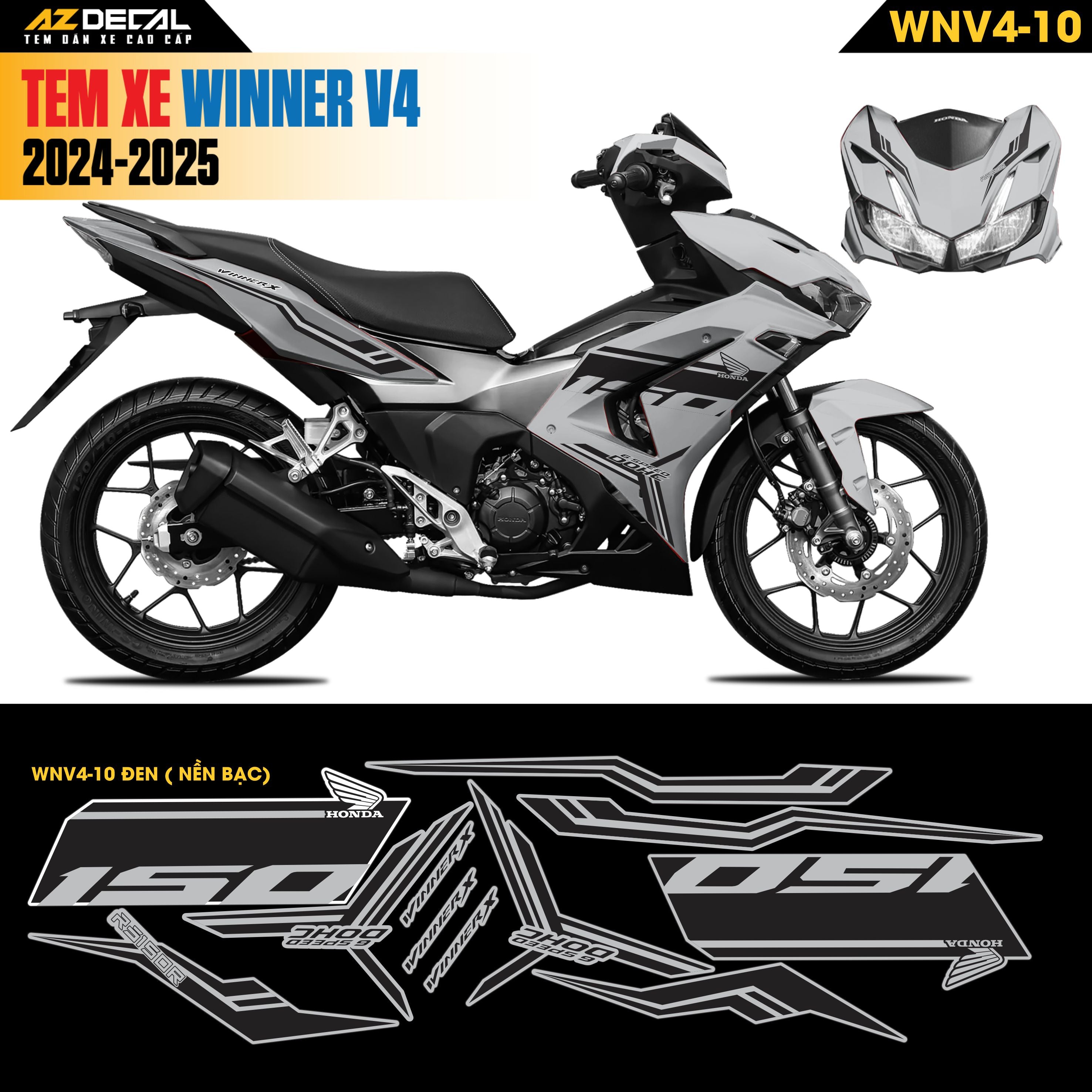 Tem Xe Winner V4 Mẫu WNV4-10 Đen