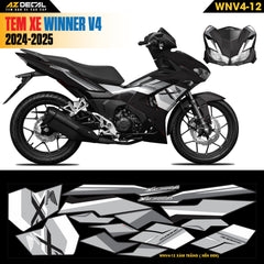 Tem Xe Winner V4 Mẫu WNV4-12 Xám Trắng