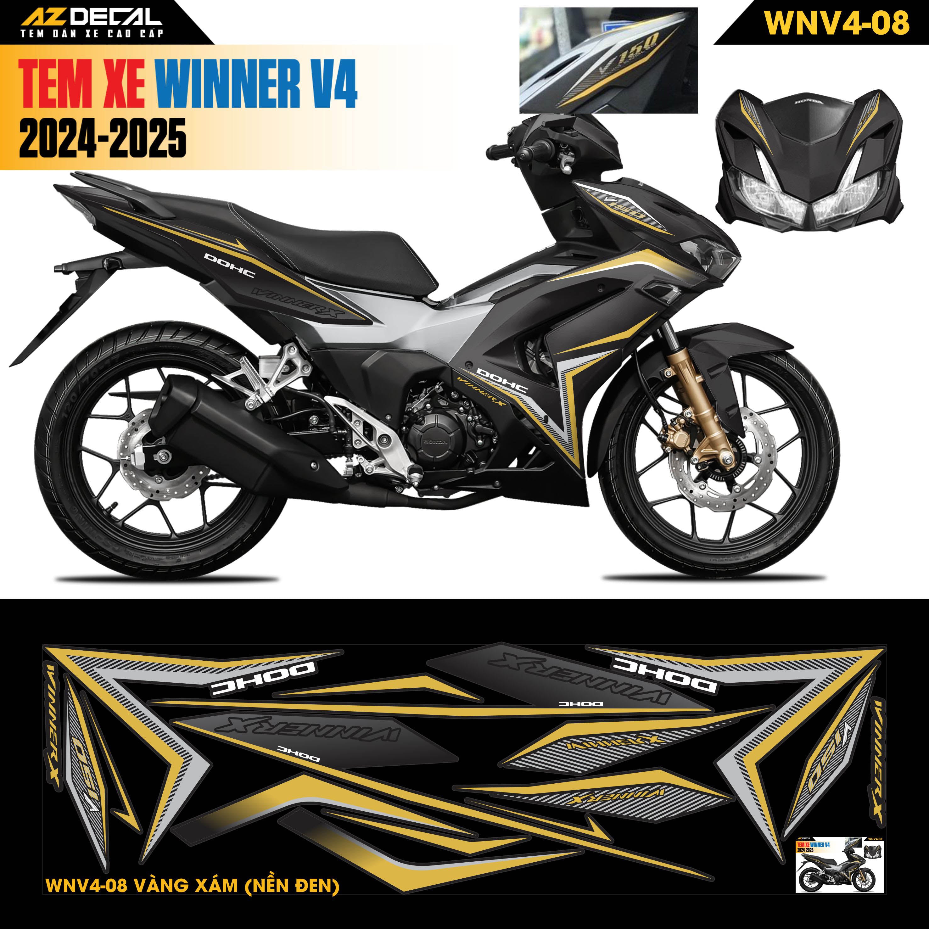 Tem Xe Winner V4 Mẫu WNV4-08 Vàng Xám