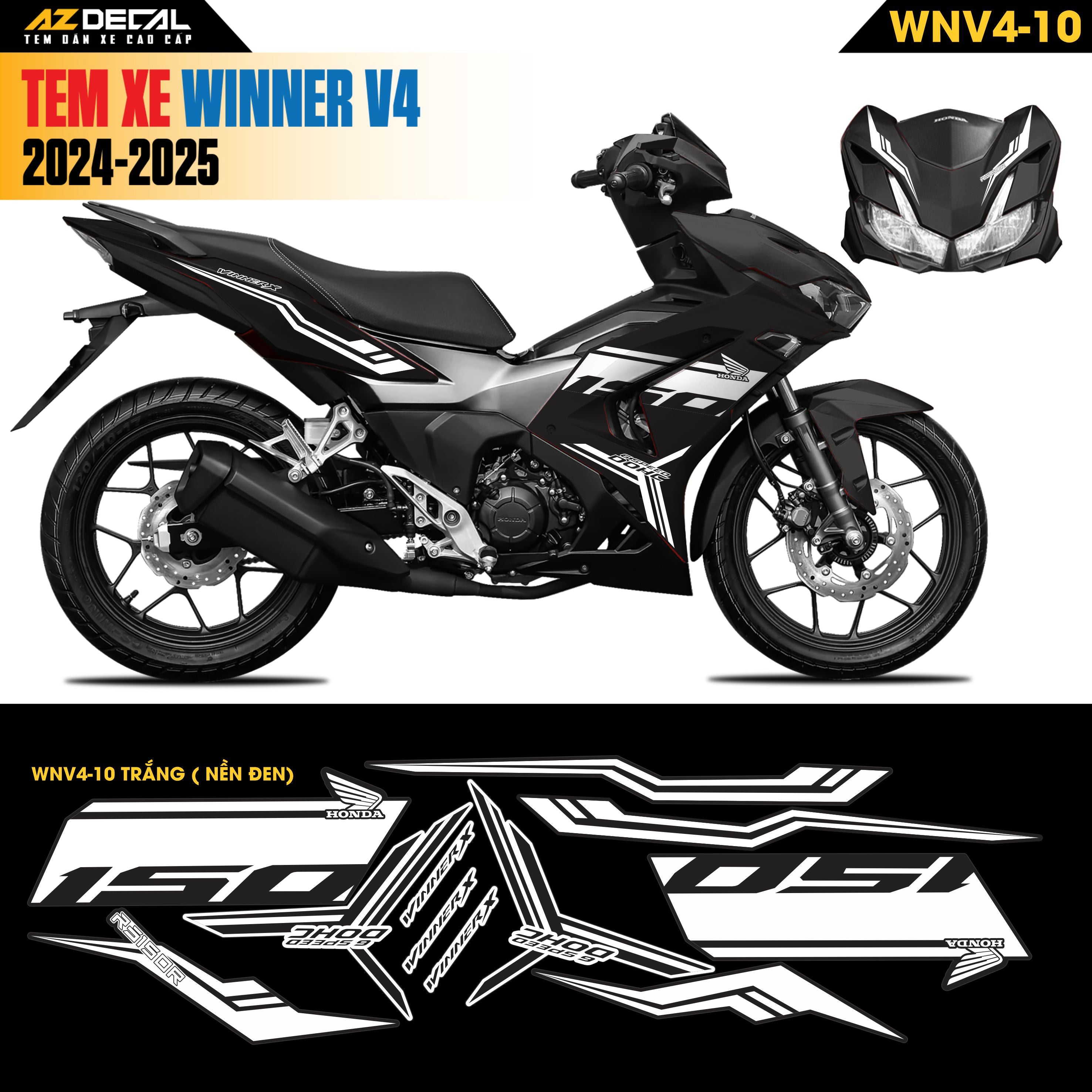 Tem Xe Winner V4 Mẫu WNV4-10 Trắng