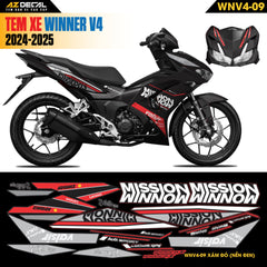 Tem Xe Winner V4 Mẫu WNV4-09 Xám Đỏ