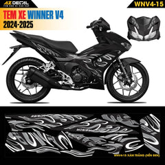 Tem Xe Winner V4 Mẫu WNV4-15 Xám Trắng