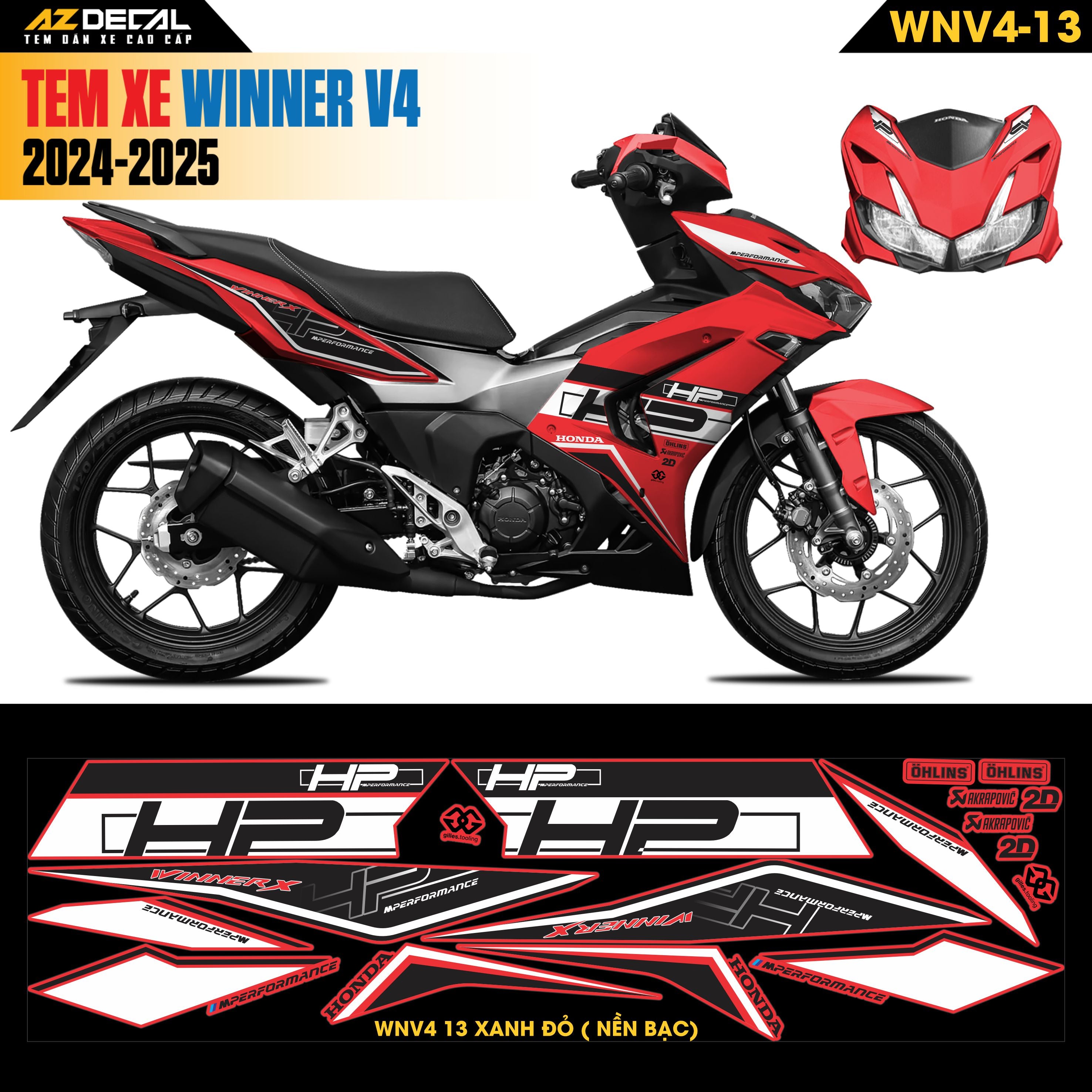 Tem Xe Winner V4 Mẫu WNV4-13 Trắng Đen