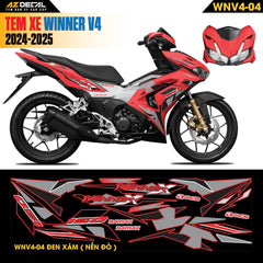 Tem Xe Winner V4 Mẫu WNV4-04 Đen Xám