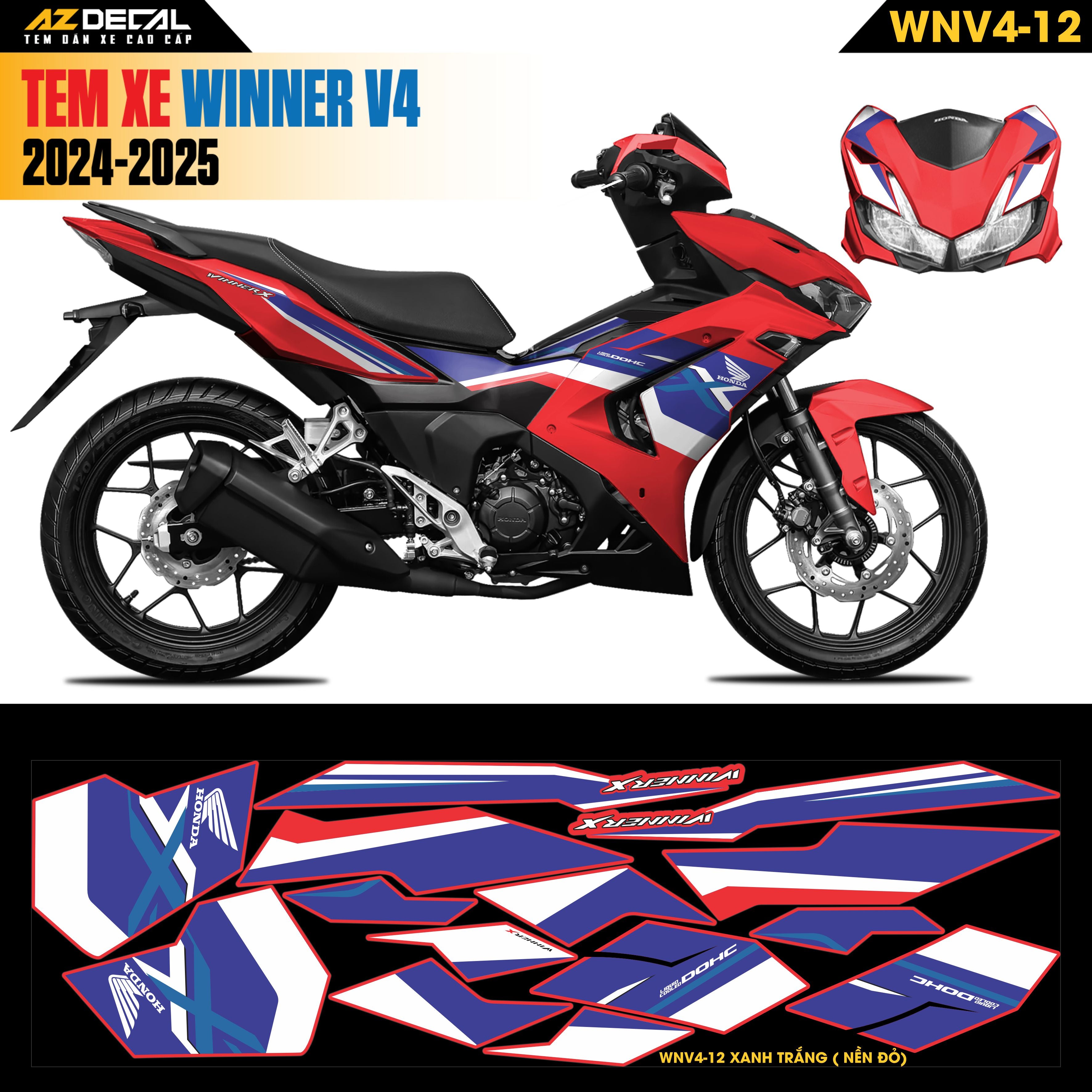 Tem Xe Winner V4 Mẫu WNV4-12 Xanh Trắng