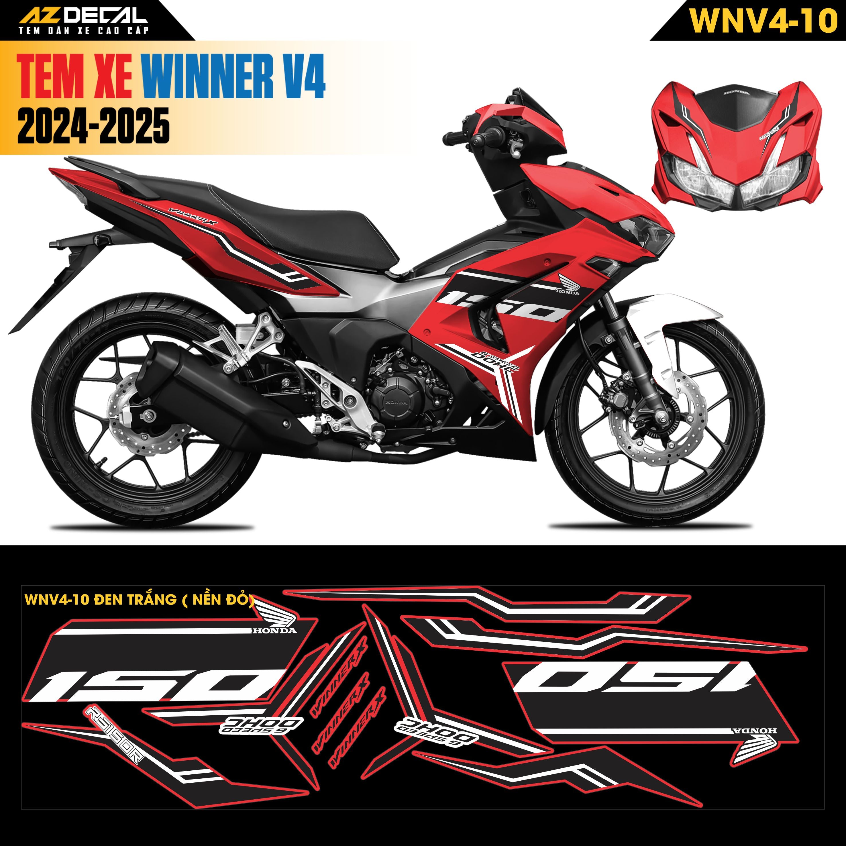 Tem Xe Winner V4 Mẫu WNV4-10 Đen Trắng