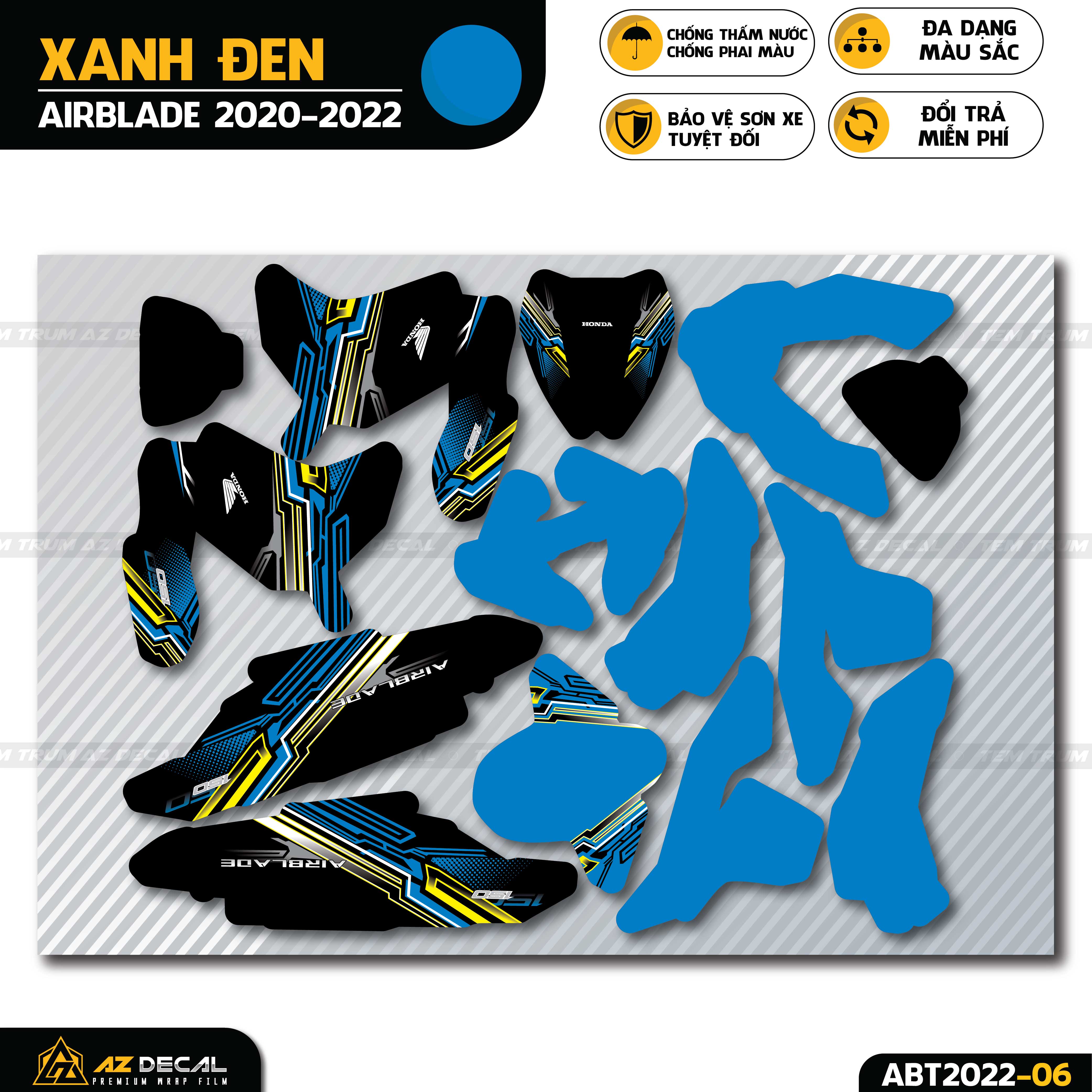 Tem Air Blade xanh đen thiết kế điện tử