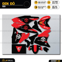 Tem xe Exciter 150 đẹp phong cách Man United đỏ đen