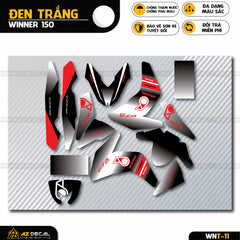 Decal dán xe Winner 150 v1 màu đen trắng