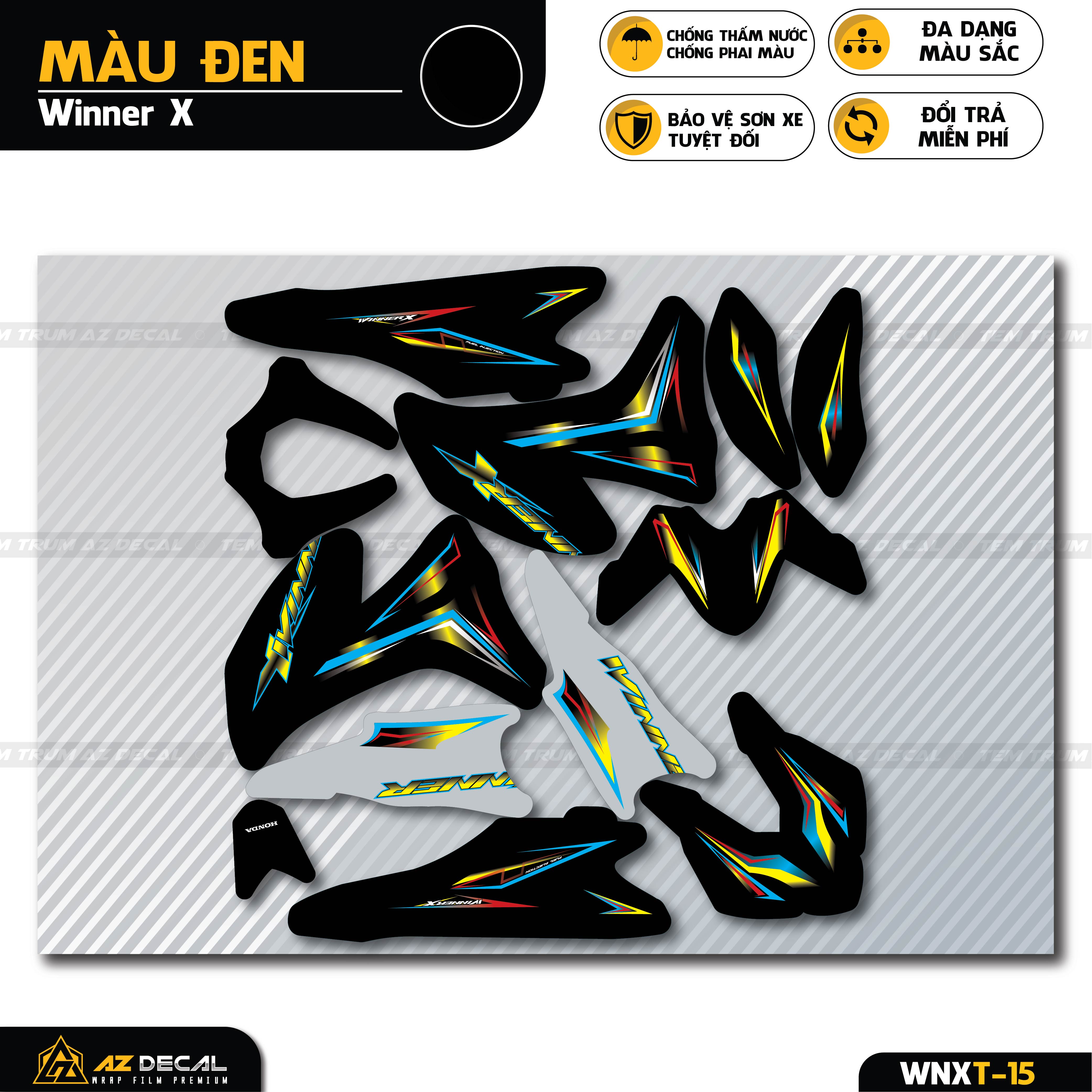 Decal dán xe Winner X đen mẫu tia lửa điện