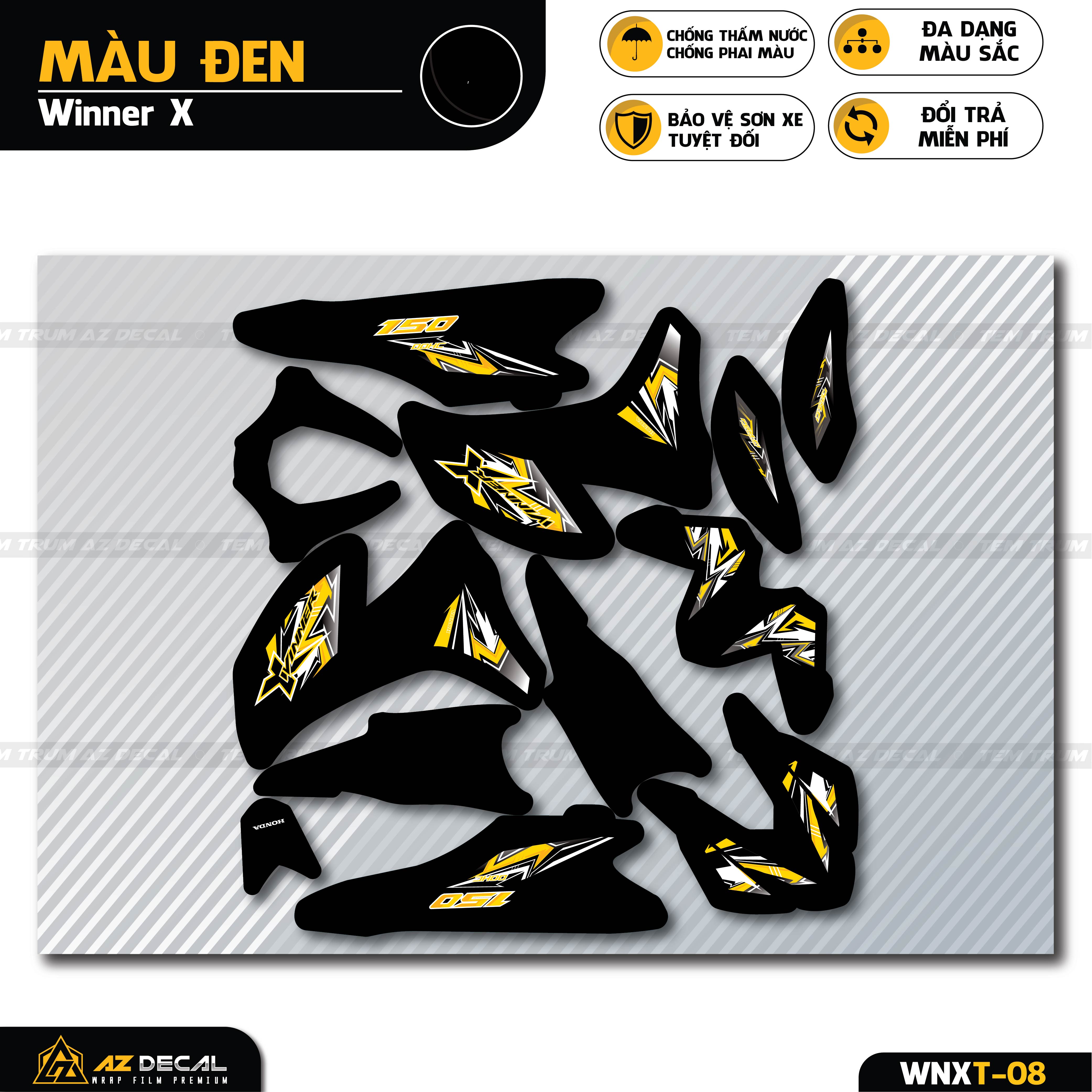 Chi tiết mẫu tem trùm Winner X đen phong cách tia chớp