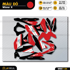 Chi tiết mẫu tem xe Winner X Petronas màu đỏ đen