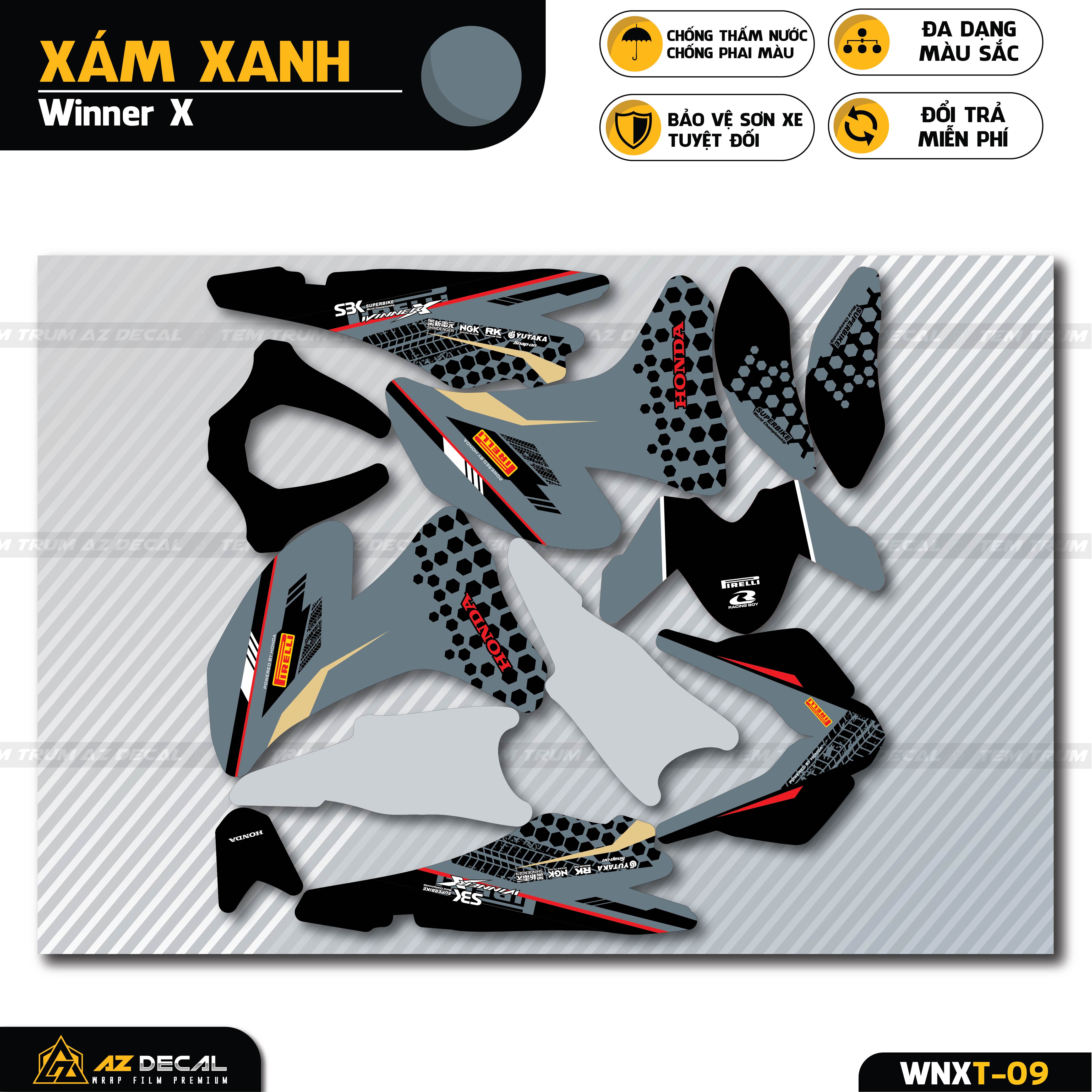 Chi tiết mẫu tem trùm Winner X xám Off Road