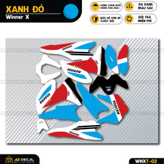 Tem trùm dán xe Winner X cũ đẹp màu đỏ xanh