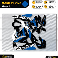Chi tiết mẫu tem xe Winner X đen xanh dương 3 lớp