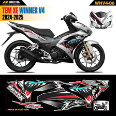 Tem Xe Winner V4 Mẫu WNV4-06 Đen Đỏ