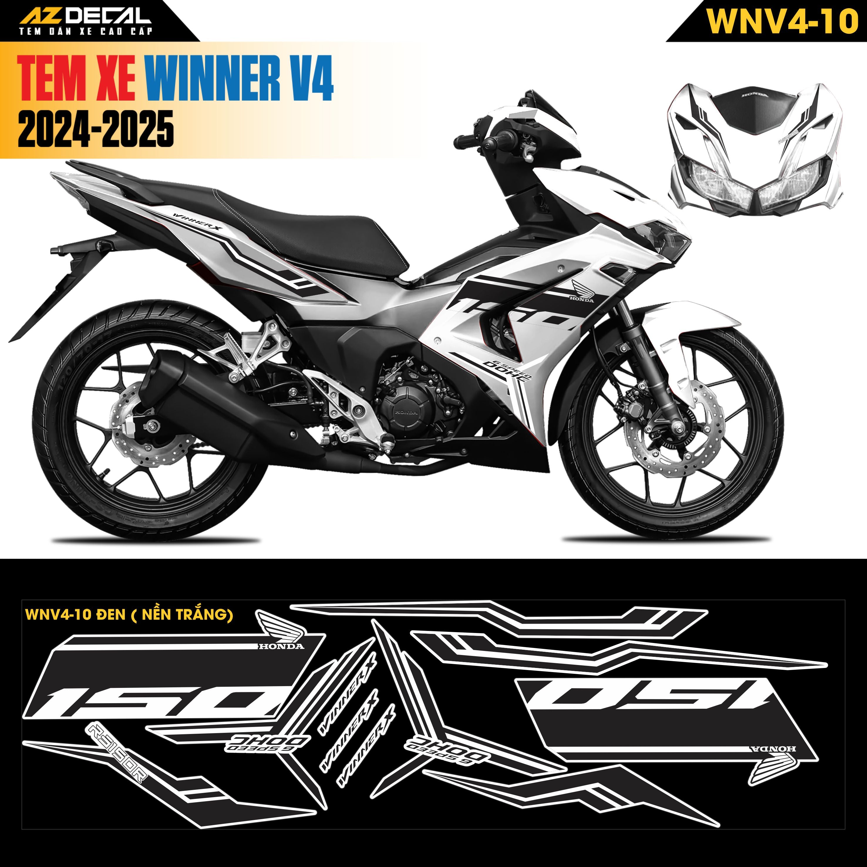 Tem Xe Winner V4 Mẫu WNV4-10 Đen