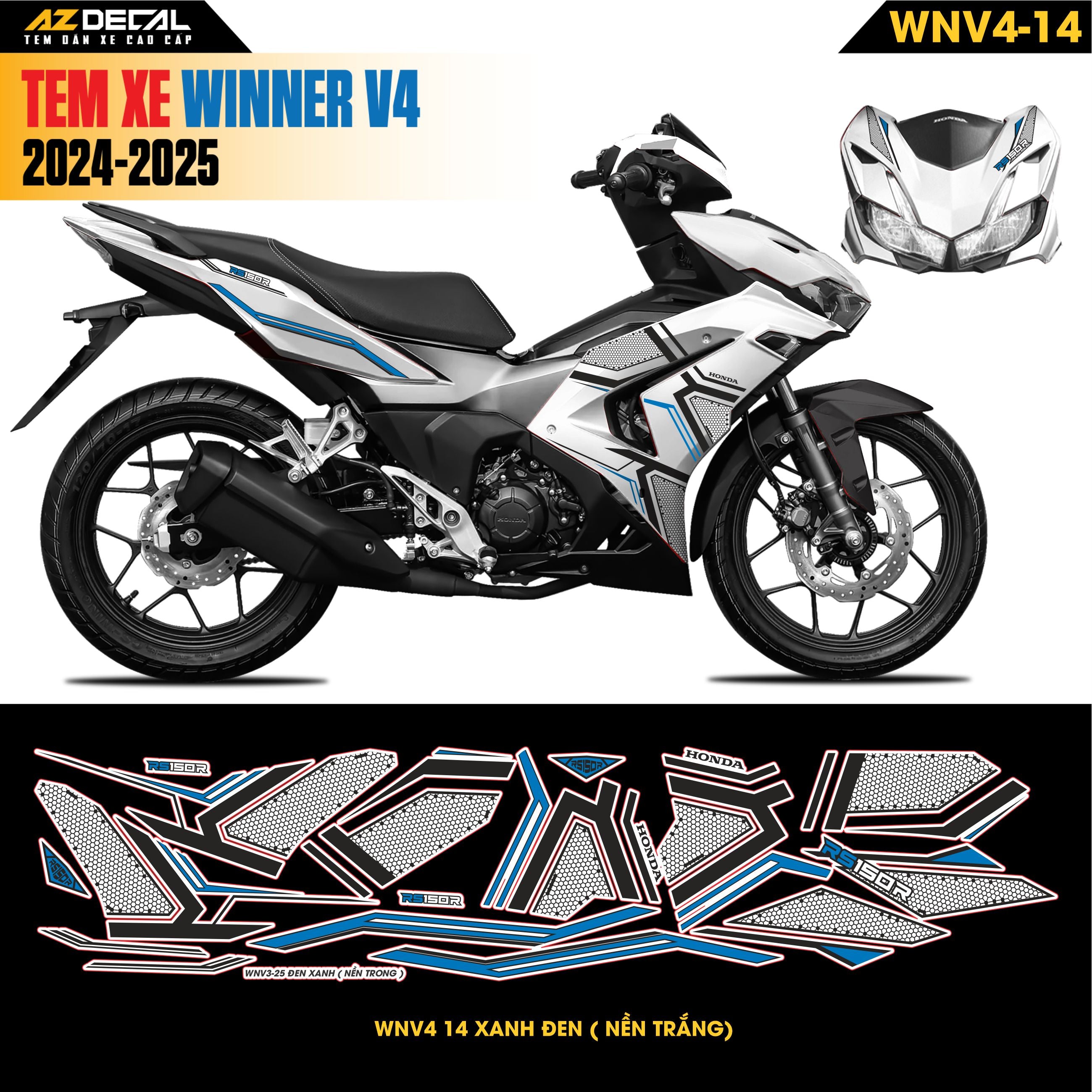 Tem Xe Winner V4 Mẫu WNV4-14 Xanh Đen
