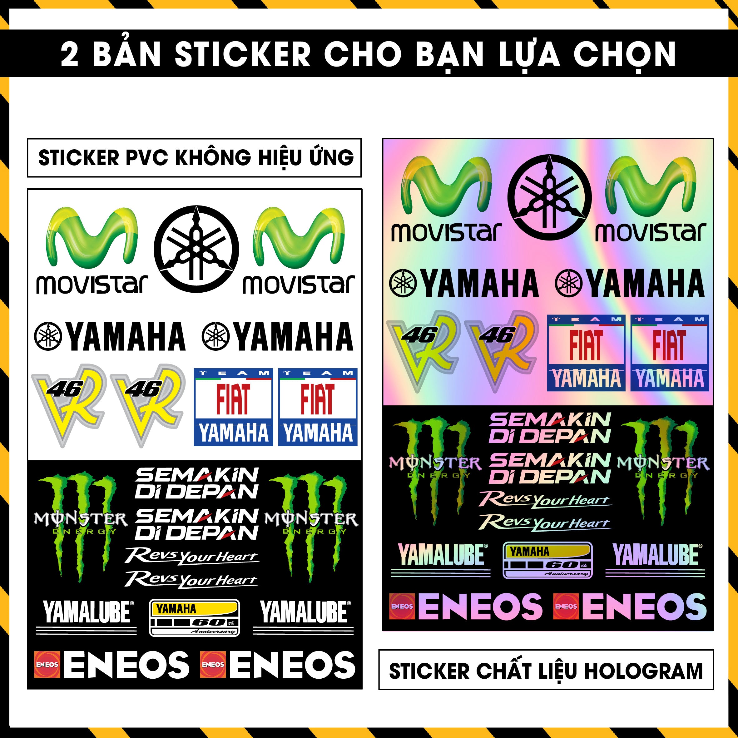 Sticker Dán Ô Tô, Xe Máy, Xe Điện, Xe Đạp, Mũ Bảo Hiểm | Hãng Xe Hologram - YAMAHA