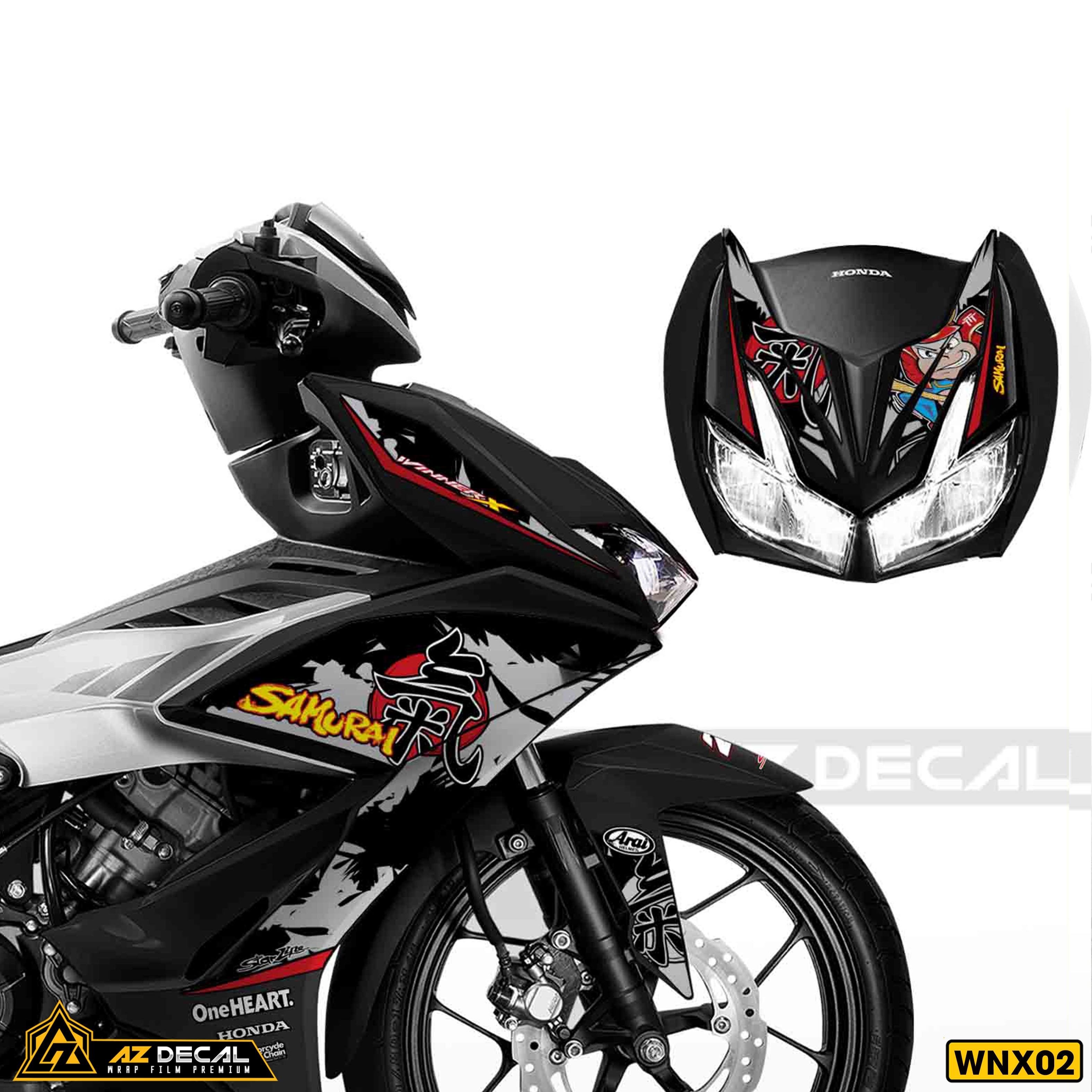 Tem xe Winner X Samurai Đen Cận Cảnh