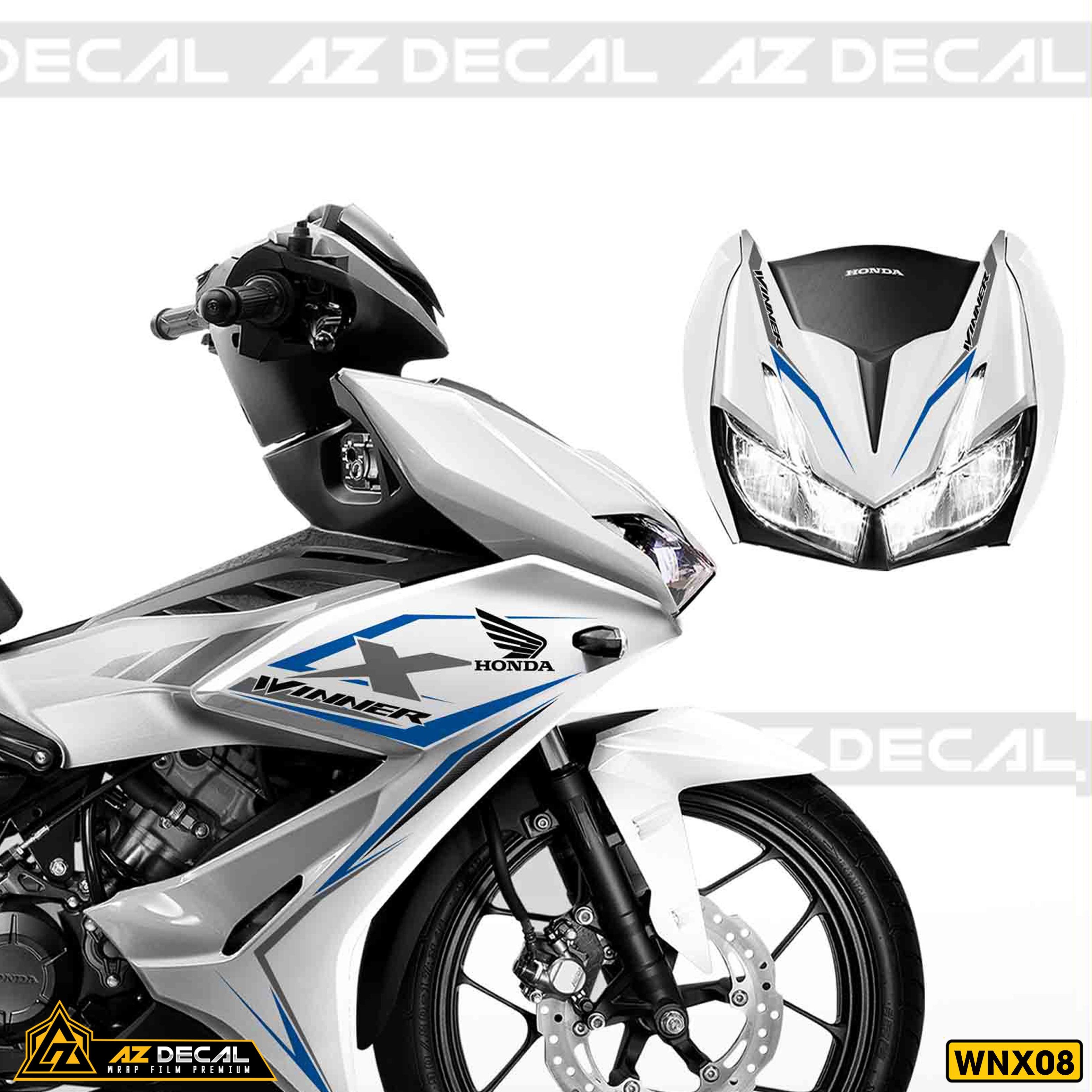 Tem xe Winner X trắng cách điệu cận cảnh