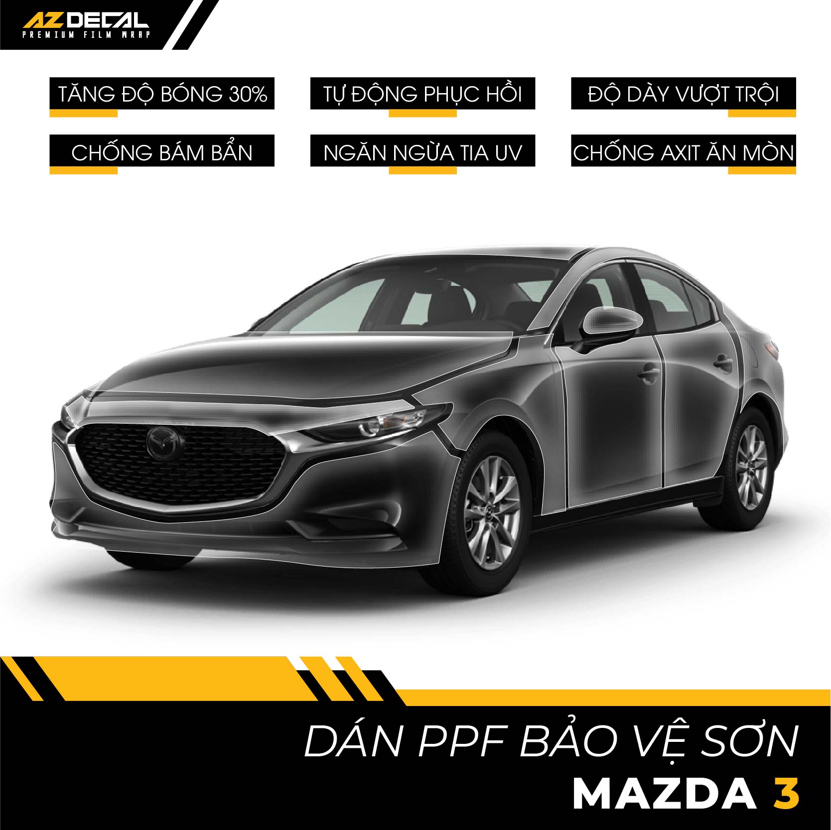 Dán PPF ô tô Mazda 3 chống xước