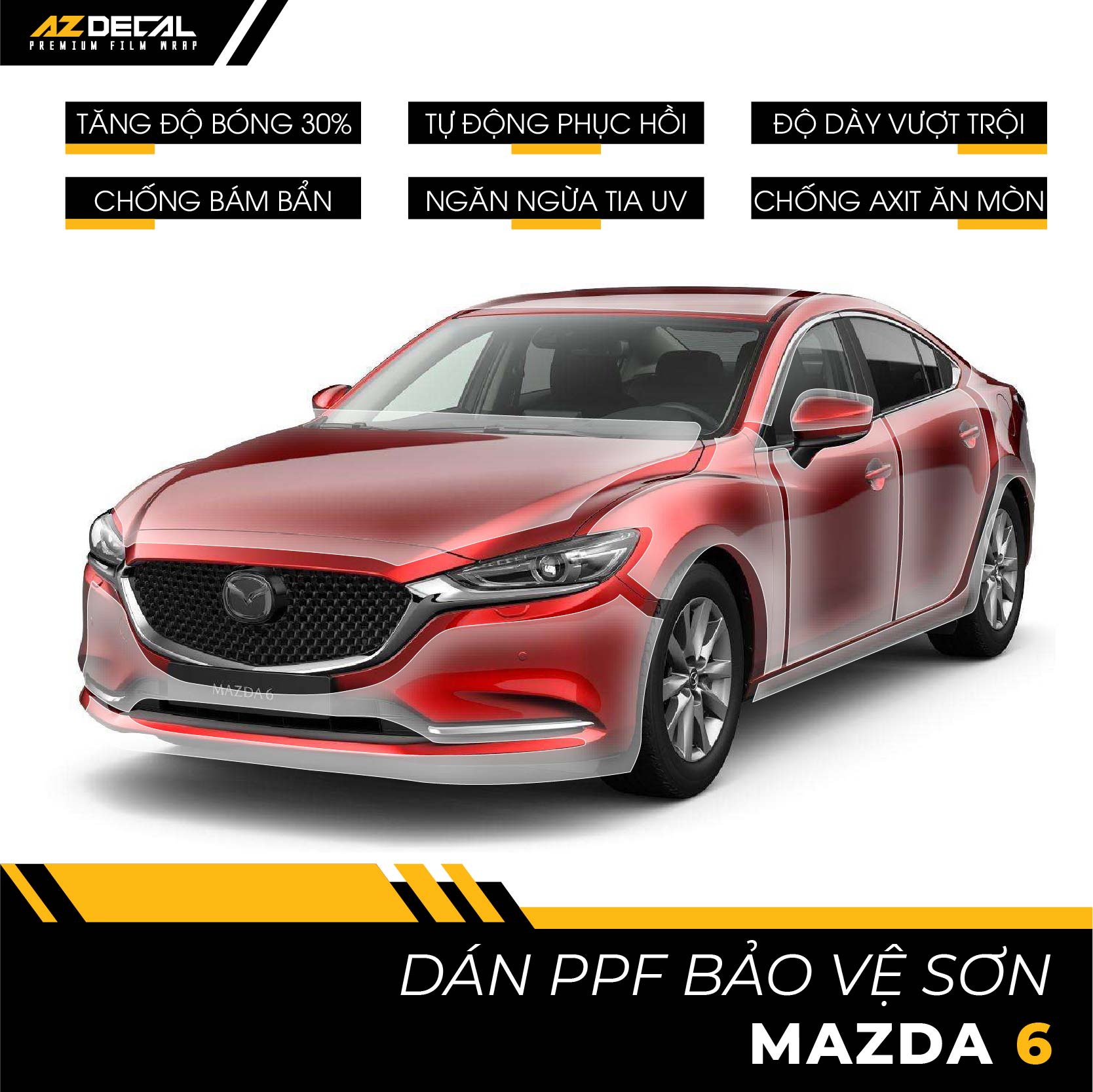 Dán PPF ô tô Mazda 6 chống xước