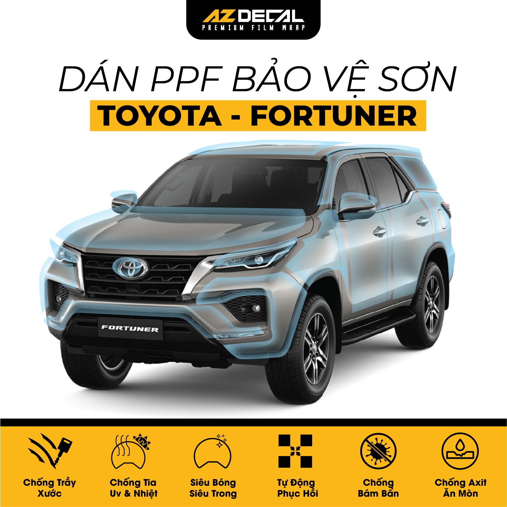 dán ppf ô tô Toyota Fortuner chống xước