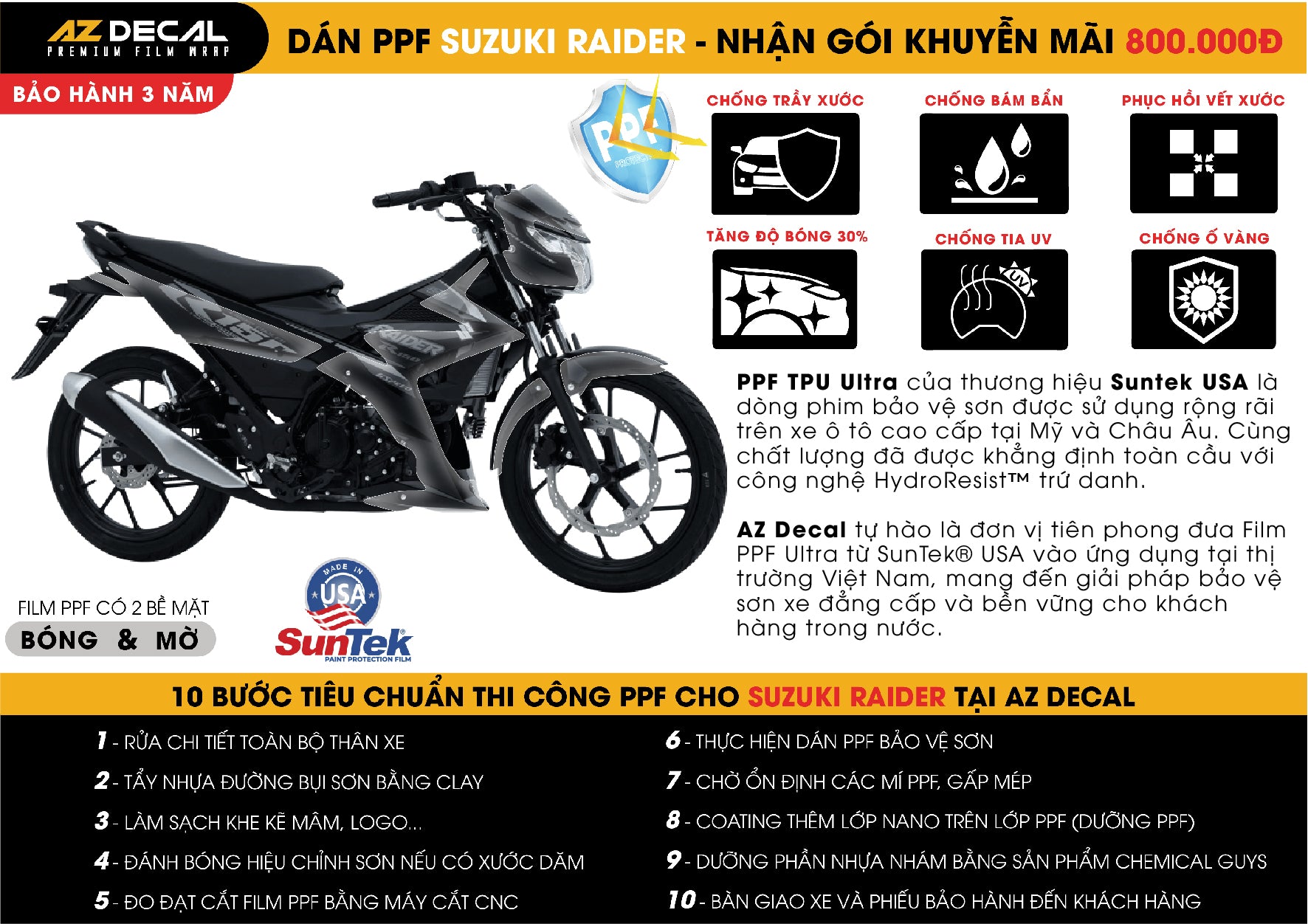 Dán PPF Xe Raider / Satria