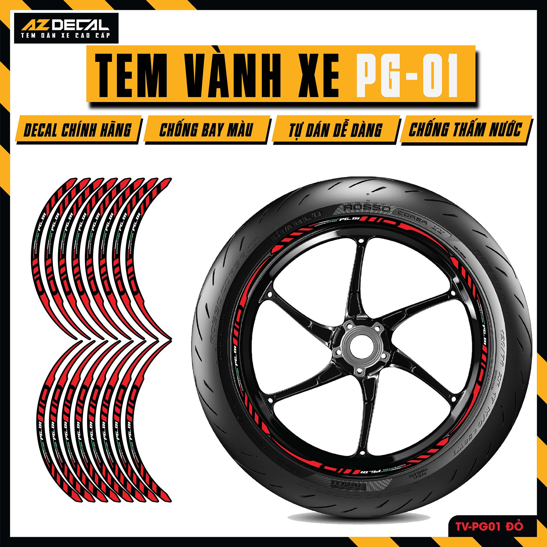 Tem Dán Vành PG-1 | TV-PG01 đỏ