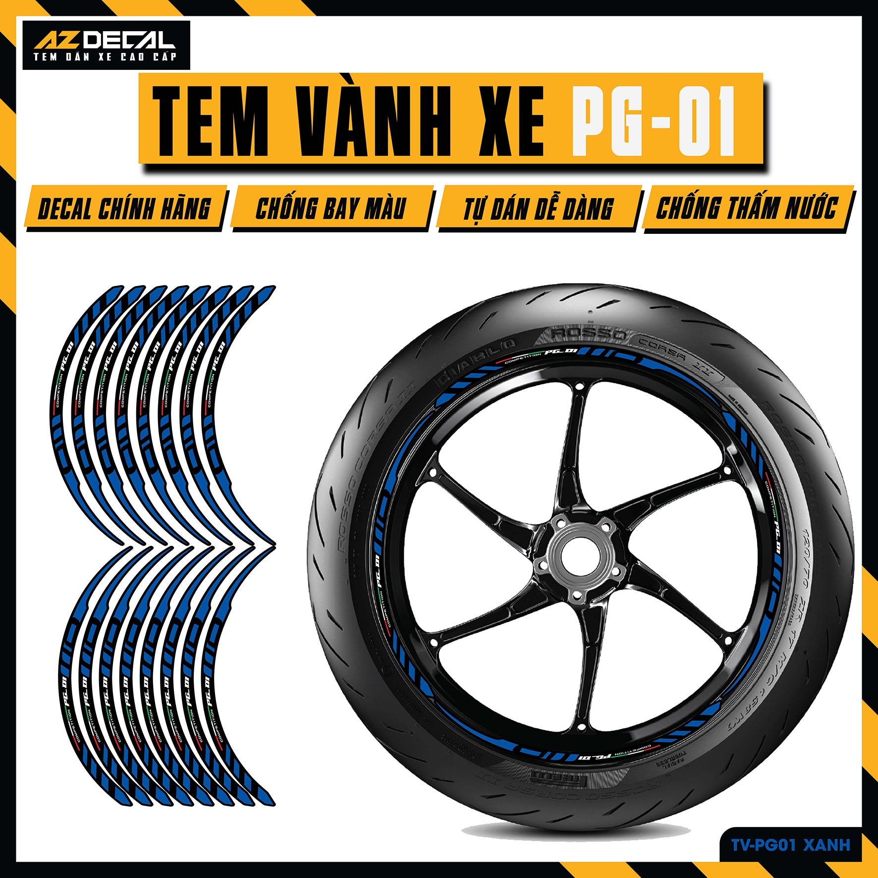 Tem Dán Vành PG-1 | TV-PG01 xanh