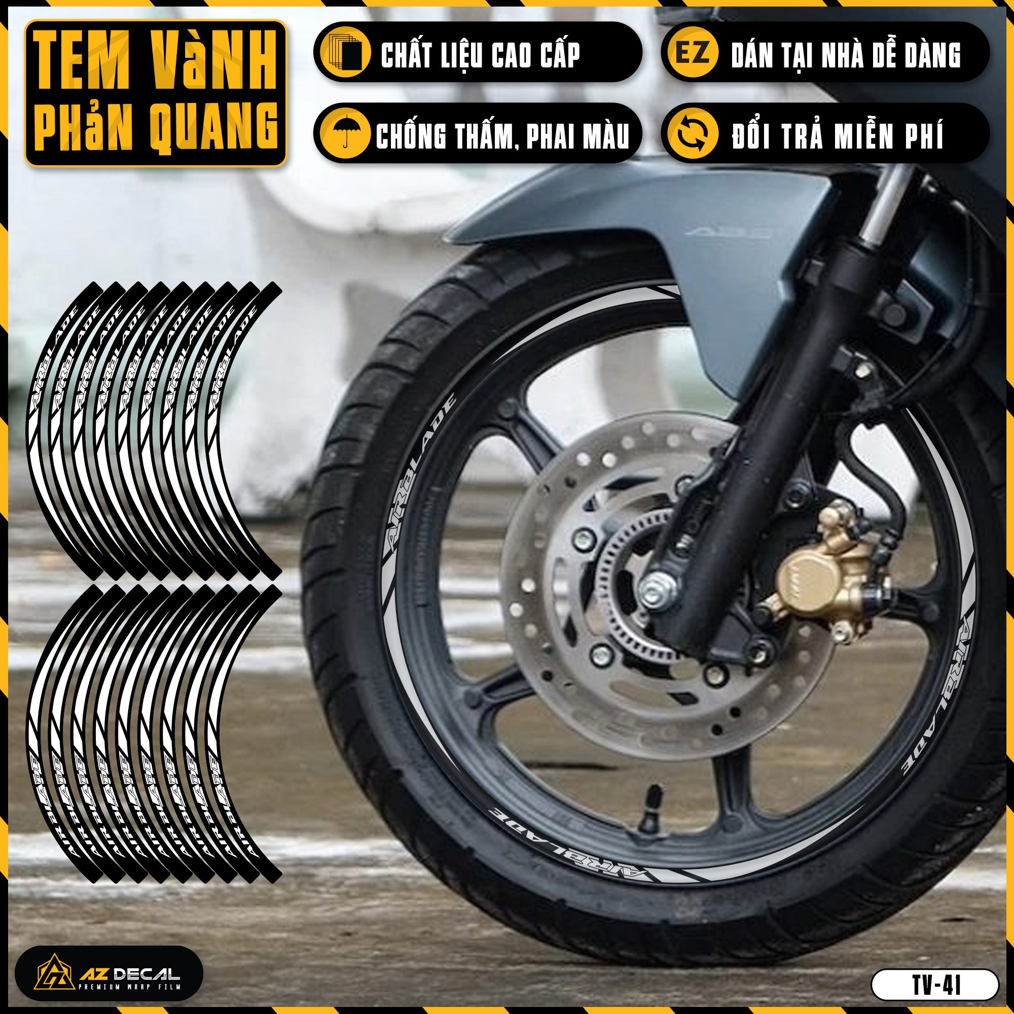 Tem Dán Vành AIR BLADE Phản Quang TV41 trắng
