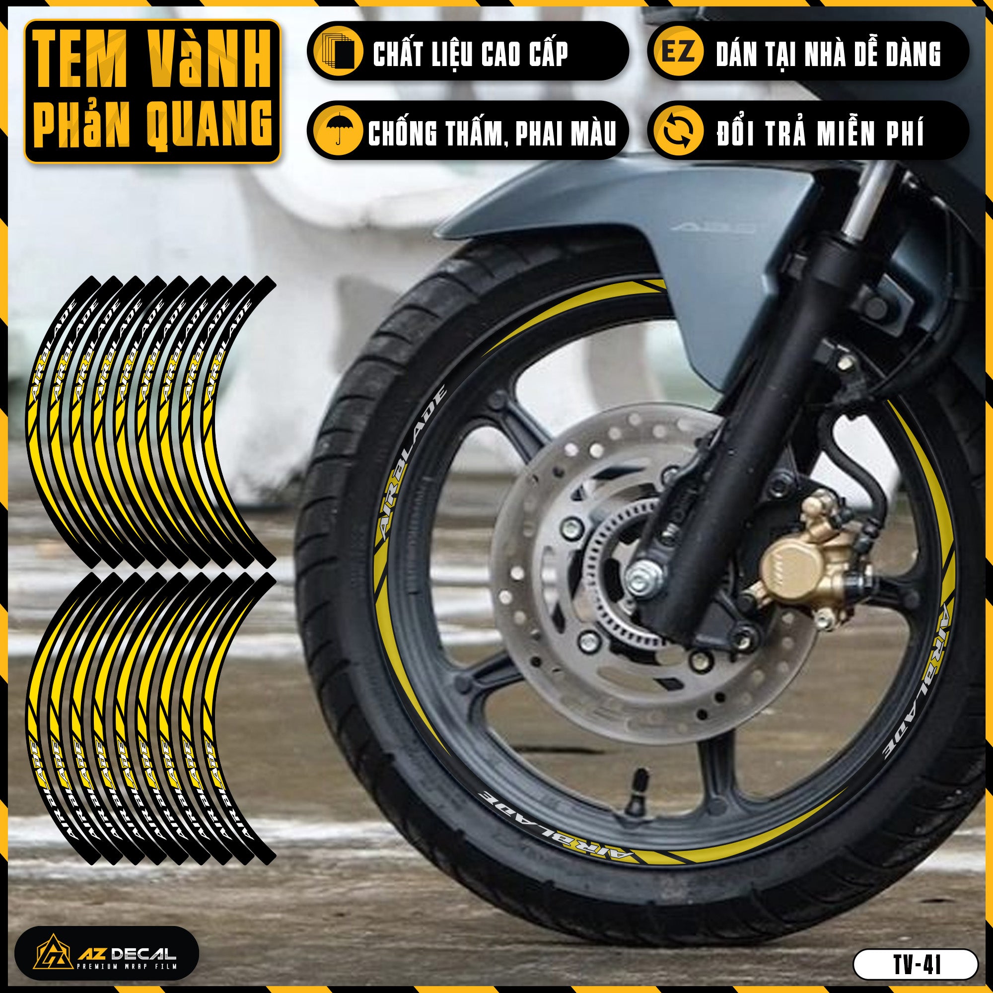 Tem Dán Vành AIR BLADE Phản Quang TV41 vàng