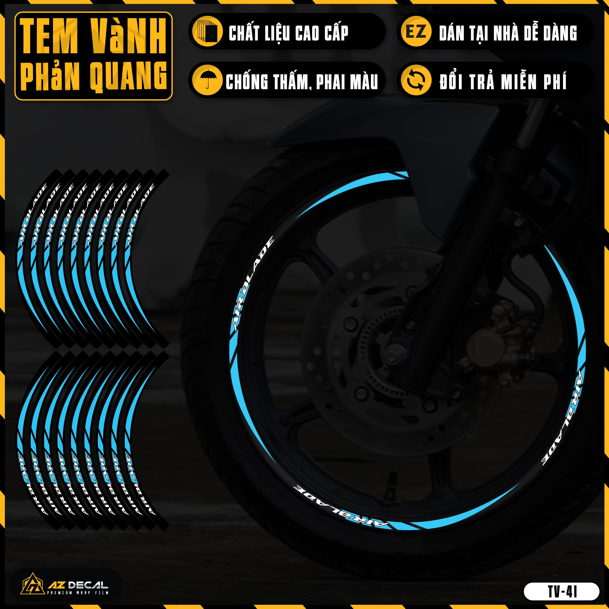 Tem Dán Vành AIR BLADE Phản Quang TV41 xanh