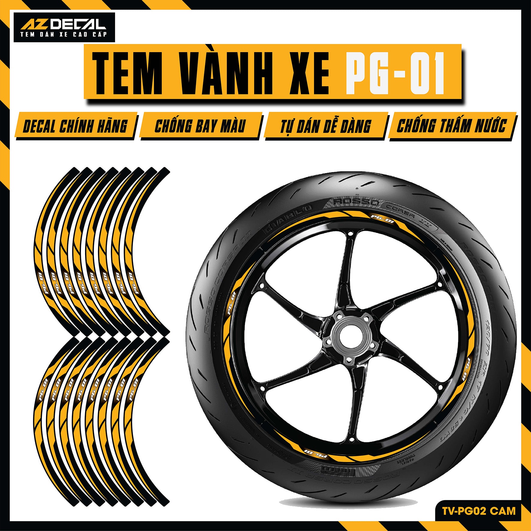 Tem Dán Vành PG-1 | TV-PG02 vàng