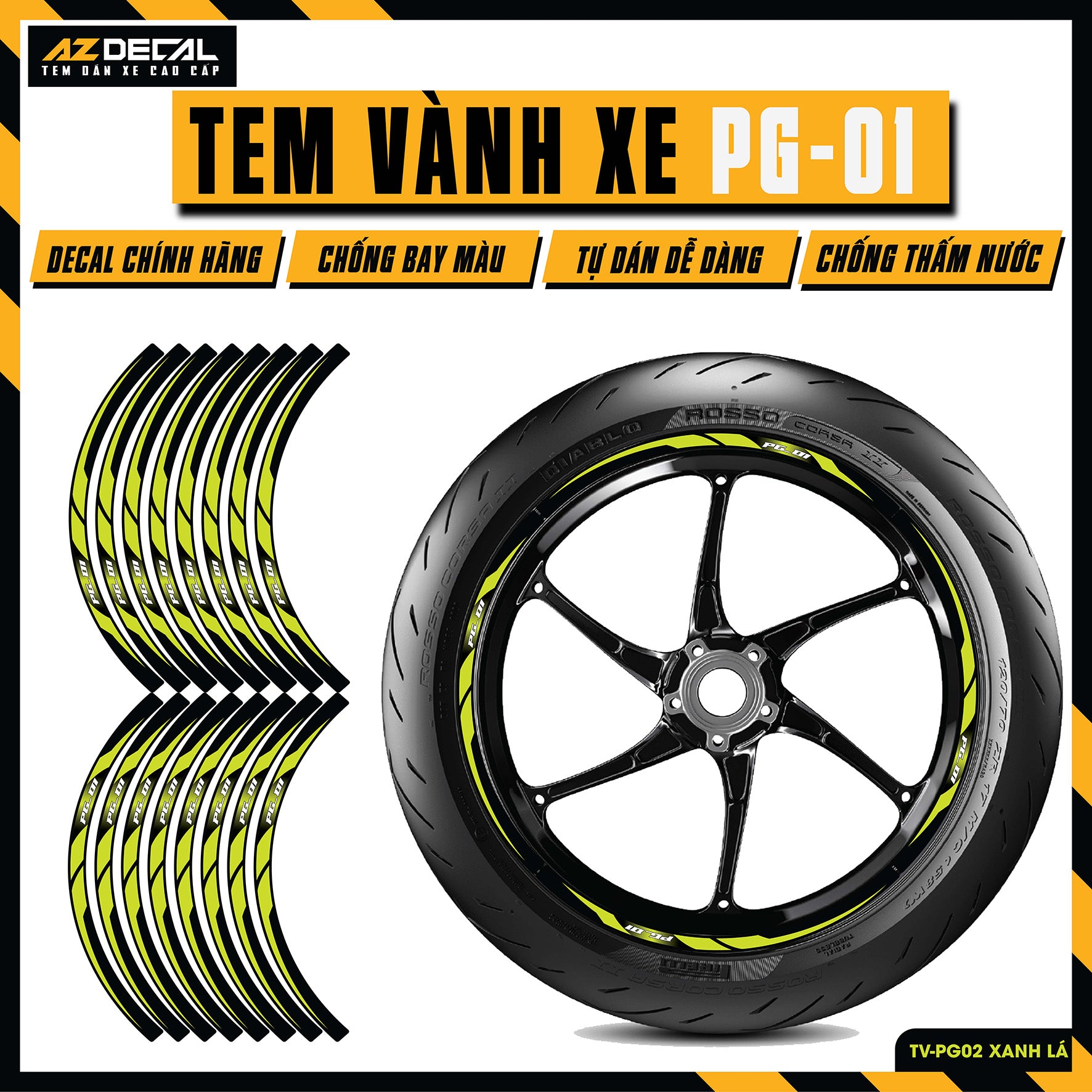 Tem Dán Vành PG-1 | TV-PG02 xanh chuối