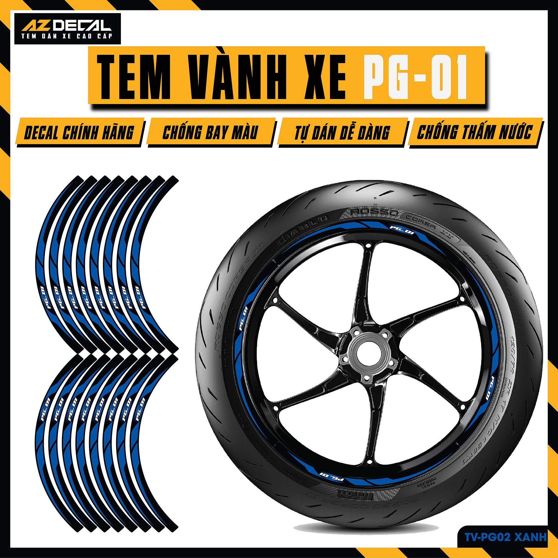 Tem Dán Vành PG-1 | TV-PG02 xanh