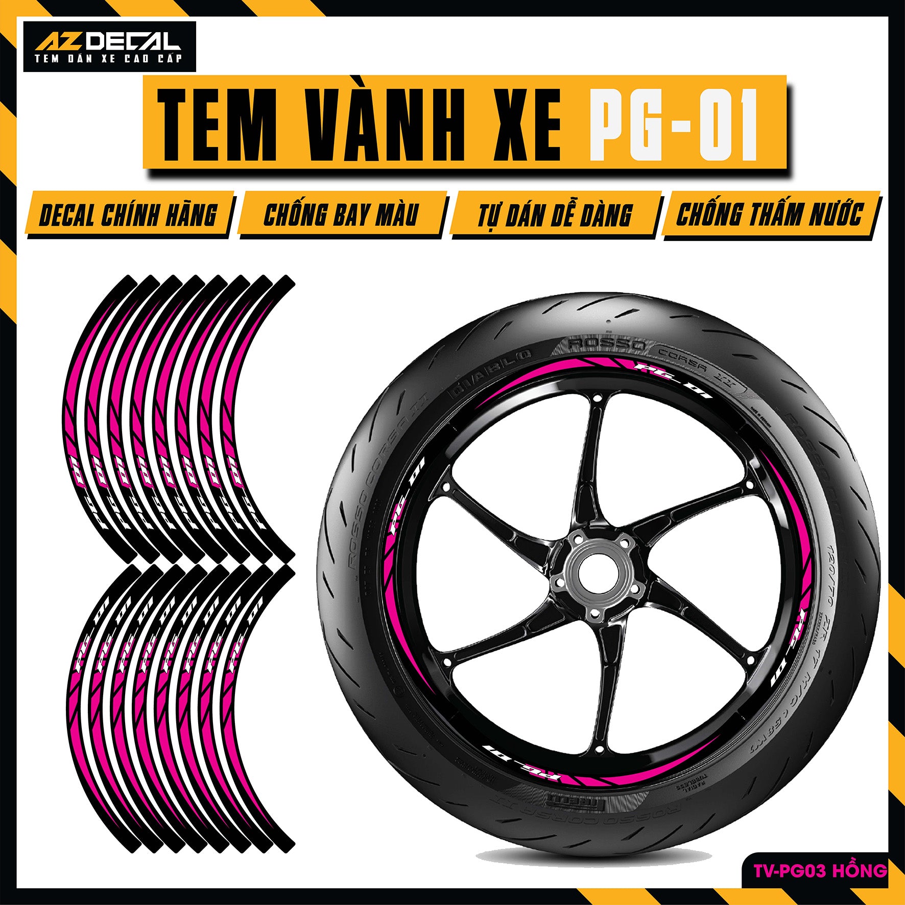 Tem Dán Vành PG-1 | TV-PG03 hồng