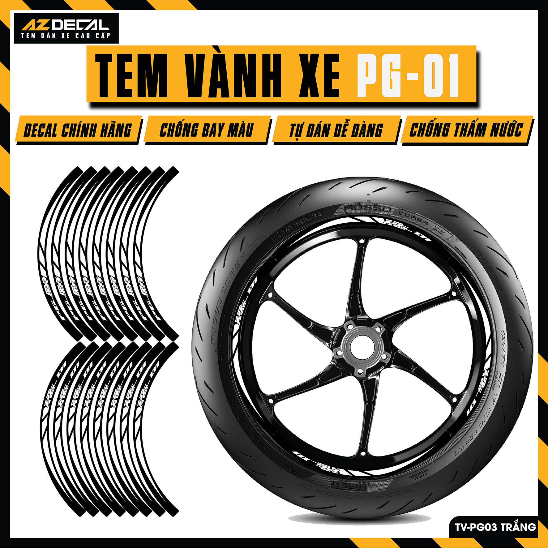 Tem Dán Vành PG-1 | TV-PG03 trắng