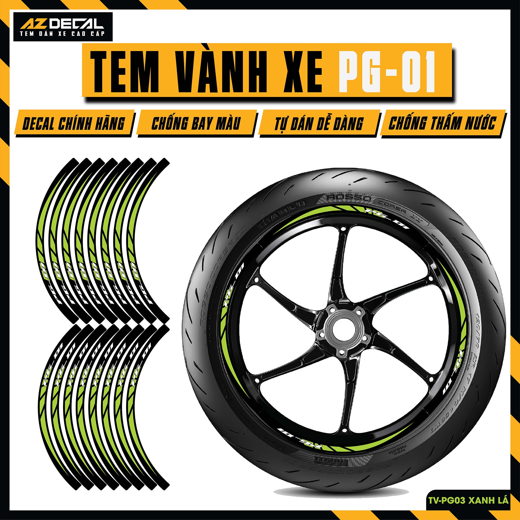 Tem Dán Vành PG-1 | TV-PG03 xanh chuối