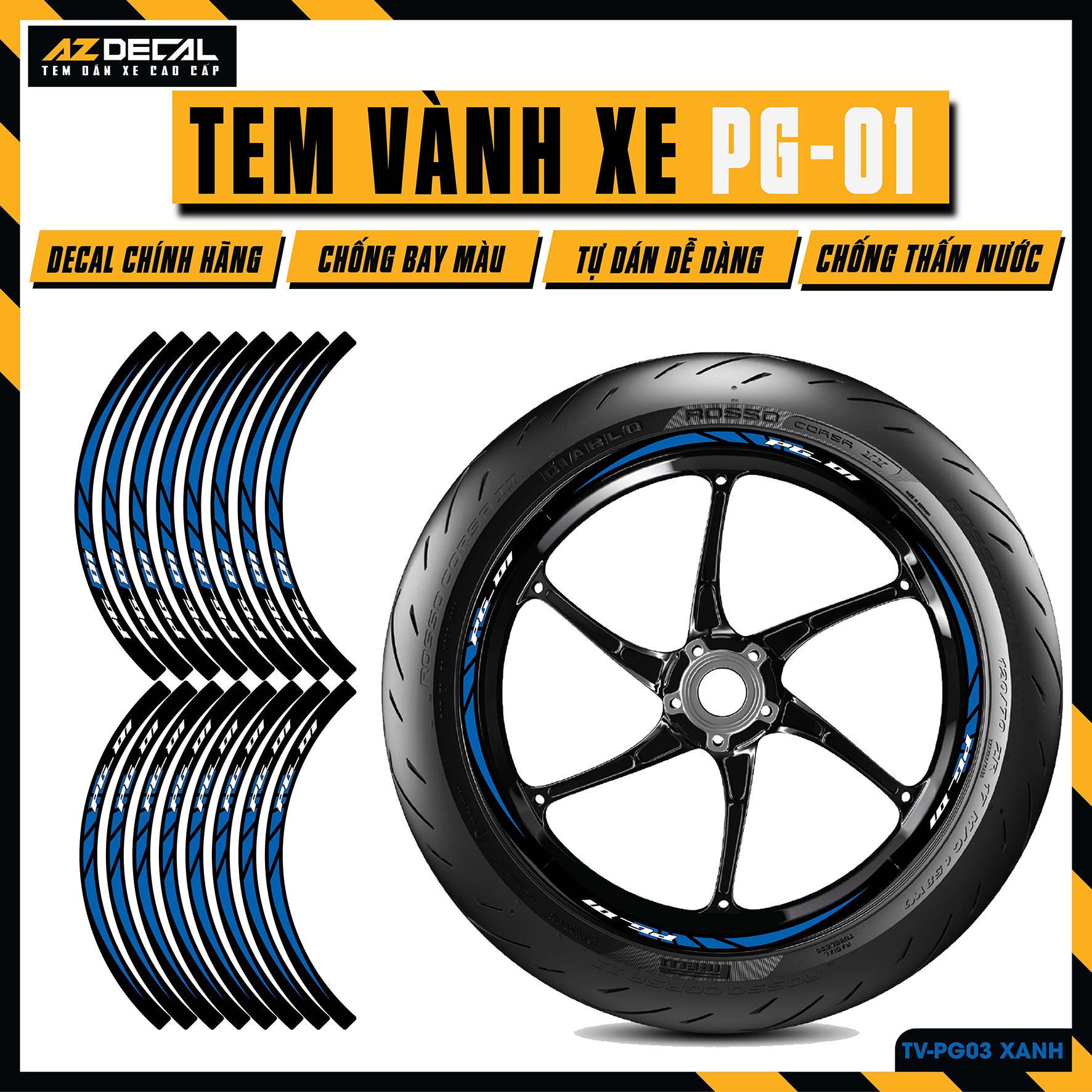 Tem Dán Vành PG-1 | TV-PG03 xanh