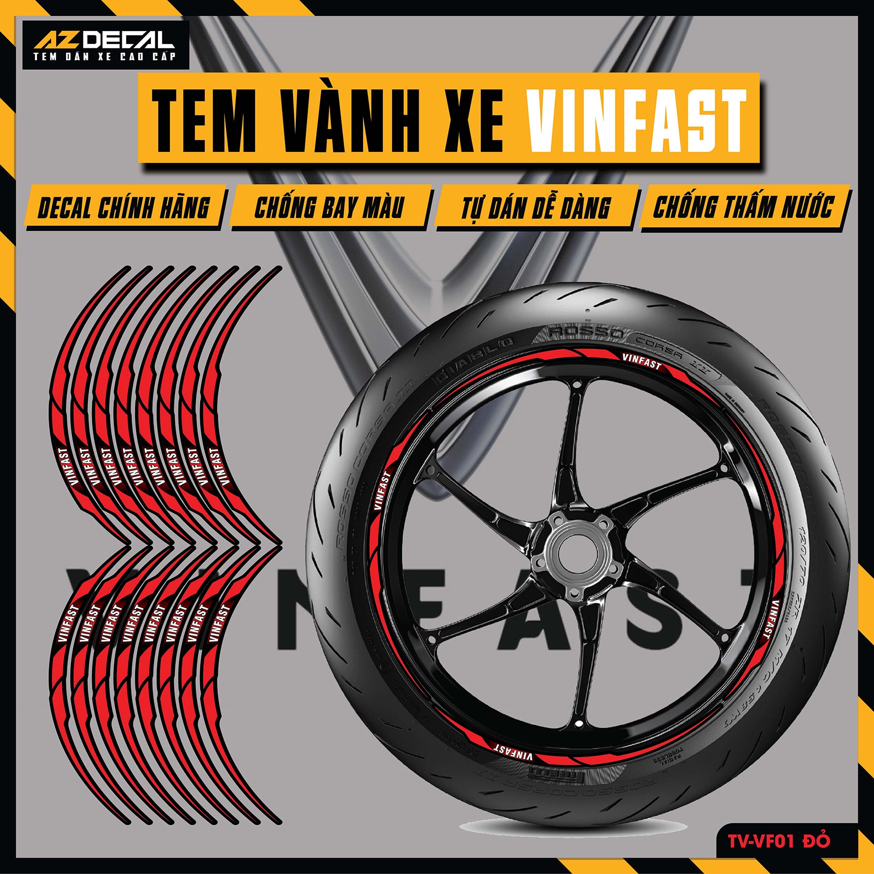 Tem Dán Vành VINFAST | TV-VF01 ĐỎ