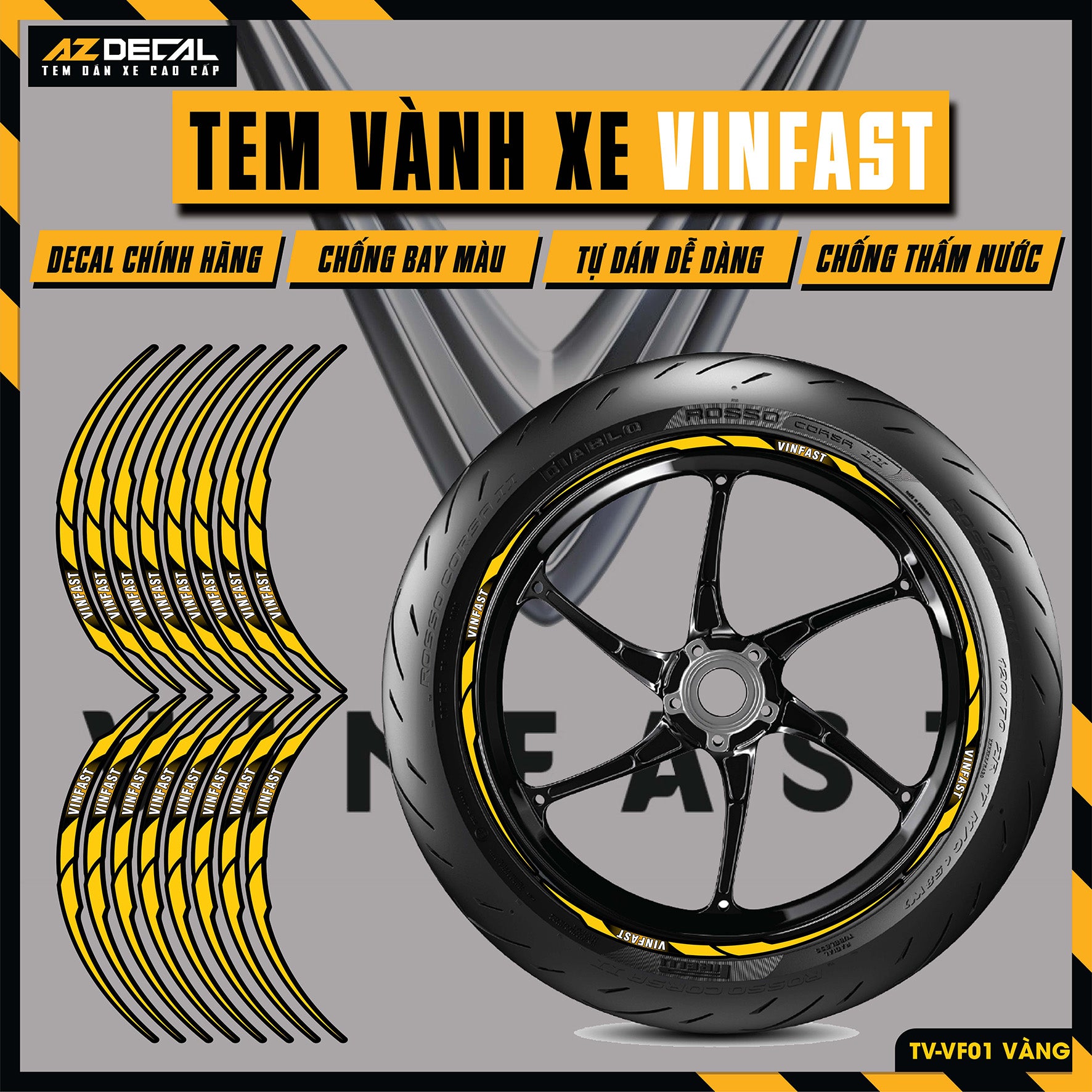 Tem Dán Vành VINFAST | TV-VF01 VÀNG