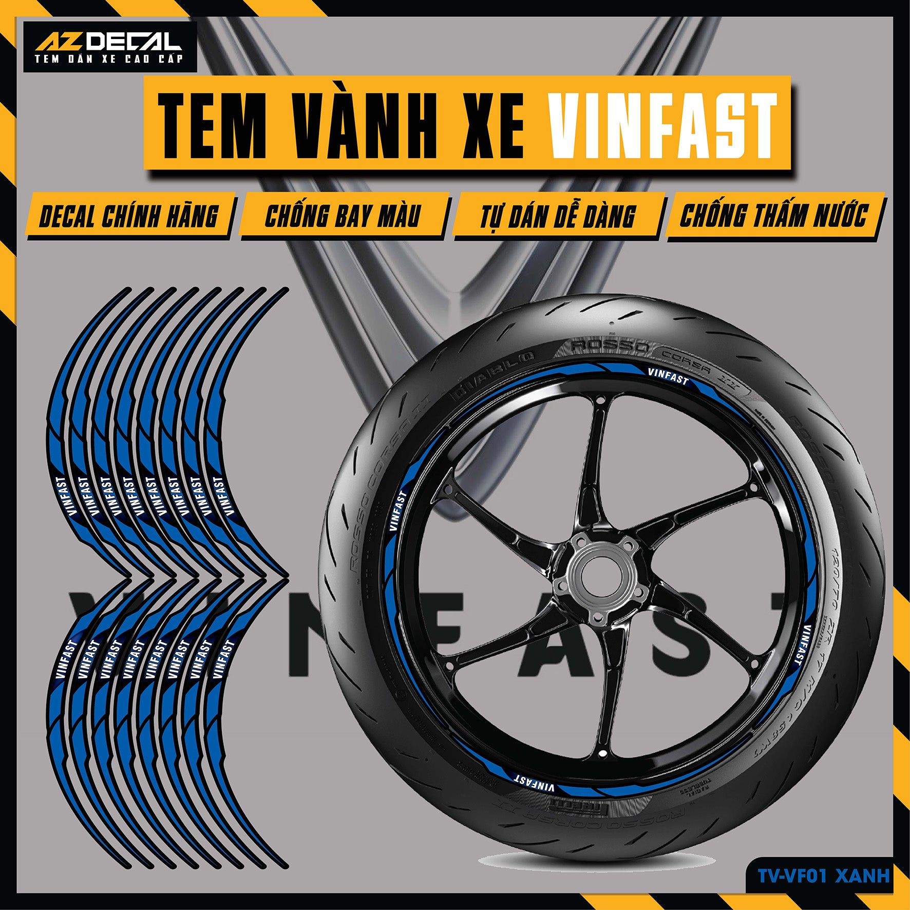 Tem Dán Vành VINFAST | TV-VF01 XANH