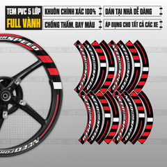 Tem dán vành xe máy bản to mẫu Need For Speed màu đỏ
