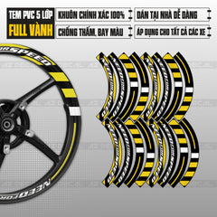 Decal dán vành xe máy mẫu Need For Speed màu vàng