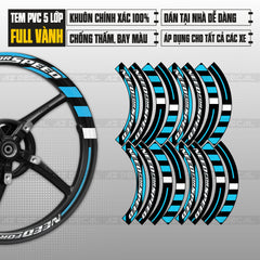 Tem dán vành xe máy đẹp màu xanh mẫu Need For Speed